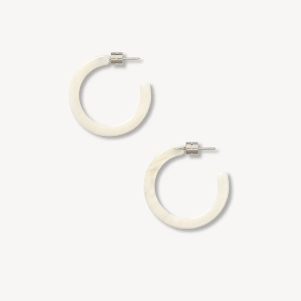 Machete White Hoop Earrings